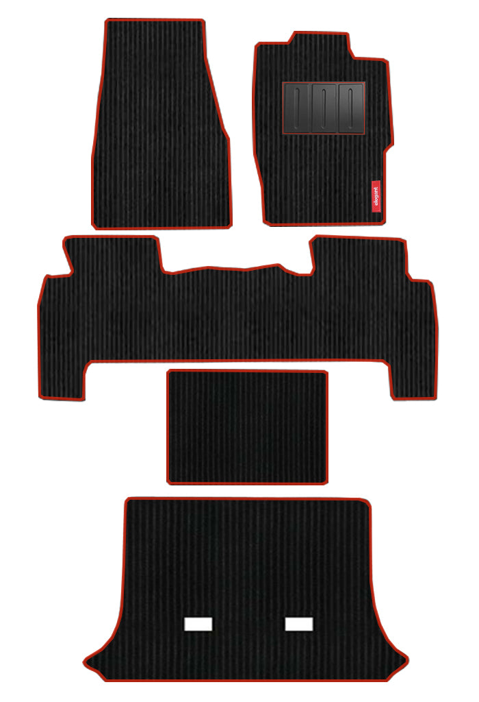 Elegant Cord Carpet Car Floor Mat Black and Red Compatible With Mahindra Scorpio 2016-2021