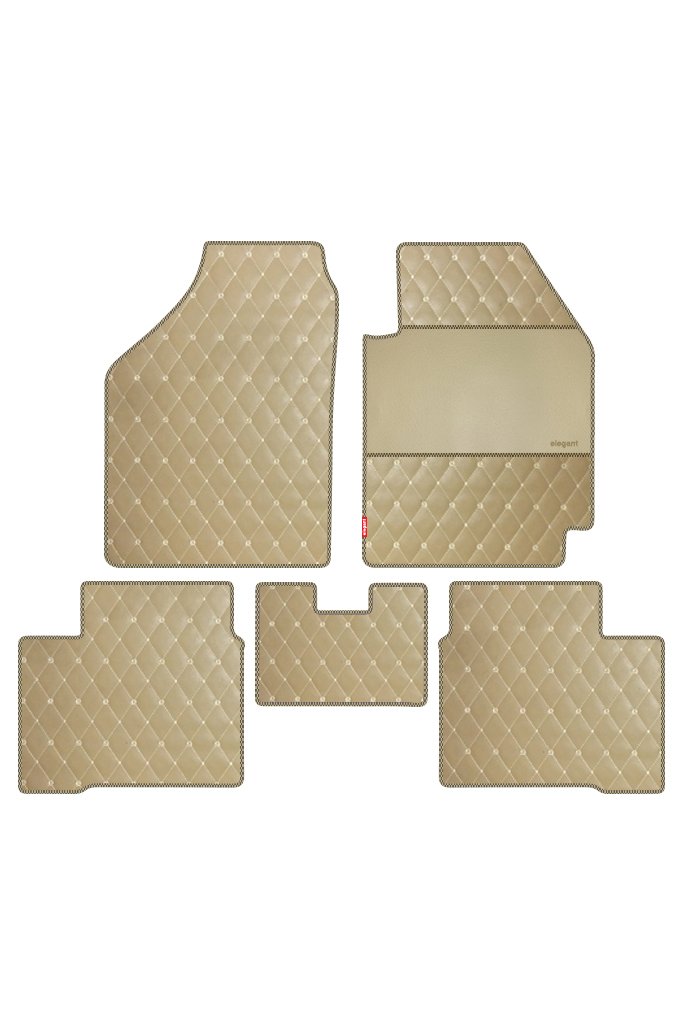 Elegant Luxury Leatherette Car Floor Mat Beige Compatible With Maruti Ritz