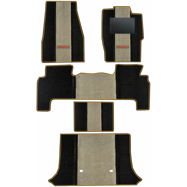 Elegant Edge Carpet Car Floor Mat Beige and Black Compatible With Mahindra Scorpio