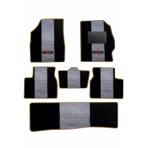 Elegant Edge Carpet Car Floor Mat Black and Grey Compatible With Mahindra Bolero