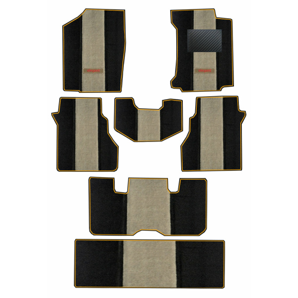 Elegant Edge Carpet Car Floor Mat Beige and Black Compatible With Maruti Ertiga