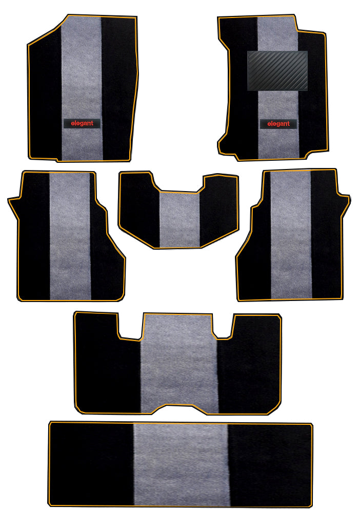Elegant Edge Carpet Car Floor Mat Black and Grey Compatible With Honda Mobilio