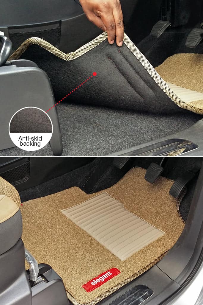 Elegant Spike Carpet Car Floor Mat Beige Compatible With Honda Jazz