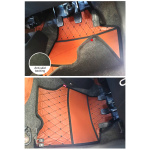 Elegant Luxury Leatherette Car Floor Mat Tan Compatible With Mahindra Thar 2016-2019