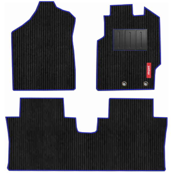 Elegant Cord Carpet Car Floor Mat Black and Blue Compatible With Mahindra Thar