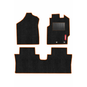 Elegant Cord Carpet Car Floor Mat Black and Orange Compatible With Mahindra Thar 2016-2019