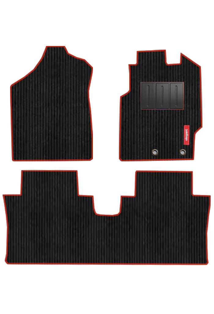 Elegant Cord Carpet Car Floor Mat Black and Red Compatible With Mahindra Thar