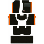 Elegant Duo Carpet Car Floor Mat Black and Orange Compatible With Mahindra Xuv700 7 Seater