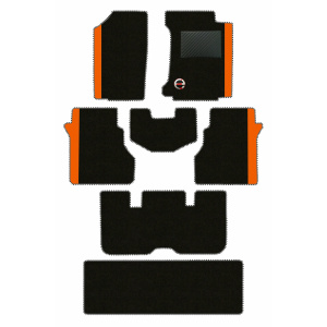 Elegant Duo Carpet Car Floor Mat Black and Orange Compatible With Kia Carens 7 Seater
