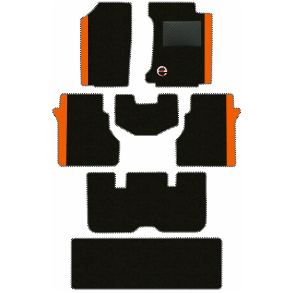 Elegant Duo Carpet Car Floor Mat Black and Orange Compatible With Ford Endeavour