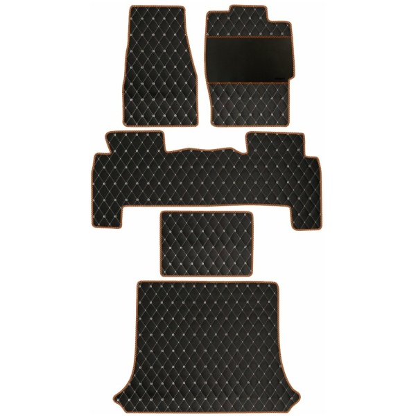 Elegant Luxury Leatherette Car Floor Mat Black and Orange Compatible With Mahindra Scorpio