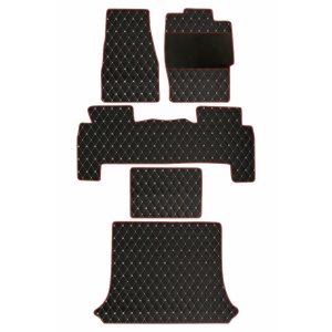Elegant Luxury Leatherette Car Floor Mat Black and Red Compatible With Mahindra Xuv500