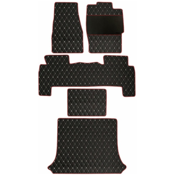 Elegant Luxury Leatherette Car Floor Mat Black and Red Compatible With Mahindra Scorpio 2014-2015