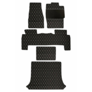 Elegant Luxury Leatherette Car Floor Mat Black and White Compatible With Mahindra Scorpio 2014-2015