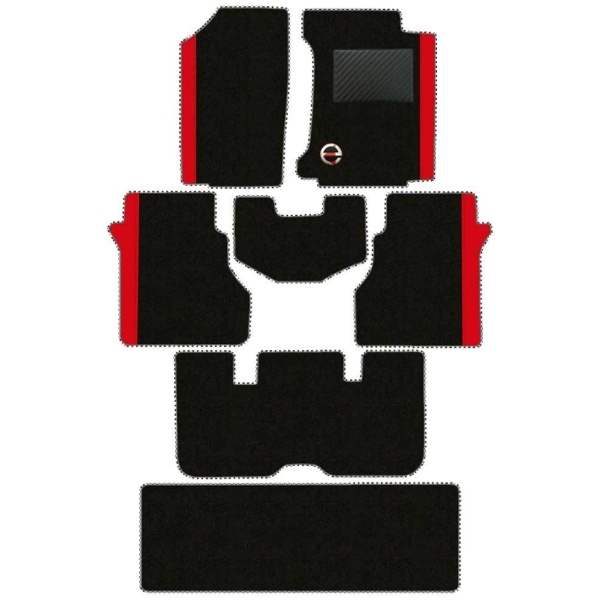 Elegant Duo Carpet Car Floor Mat Black and Red Compatible With Toyota Fortuner