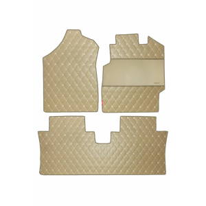 Elegant Luxury Leatherette Car Floor Mat Beige Compatible With Mahindra Thar 2020 Onwards