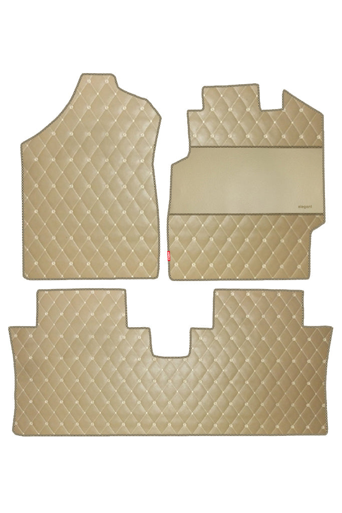 Elegant Luxury Leatherette Car Floor Mat Beige Compatible With Mahindra Thar 2016-2019