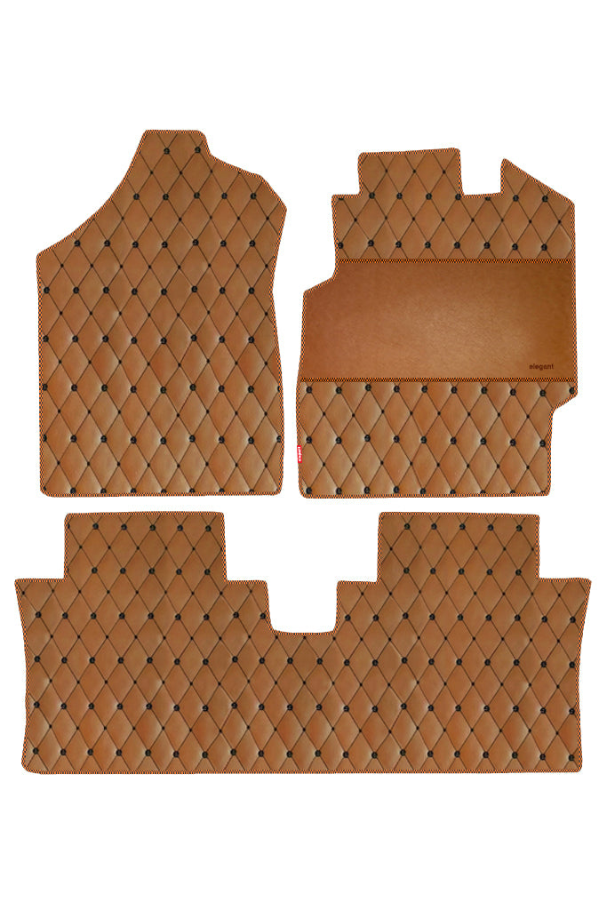Elegant Luxury Leatherette Car Floor Mat Tan Compatible With Mahindra Thar 2013-2015