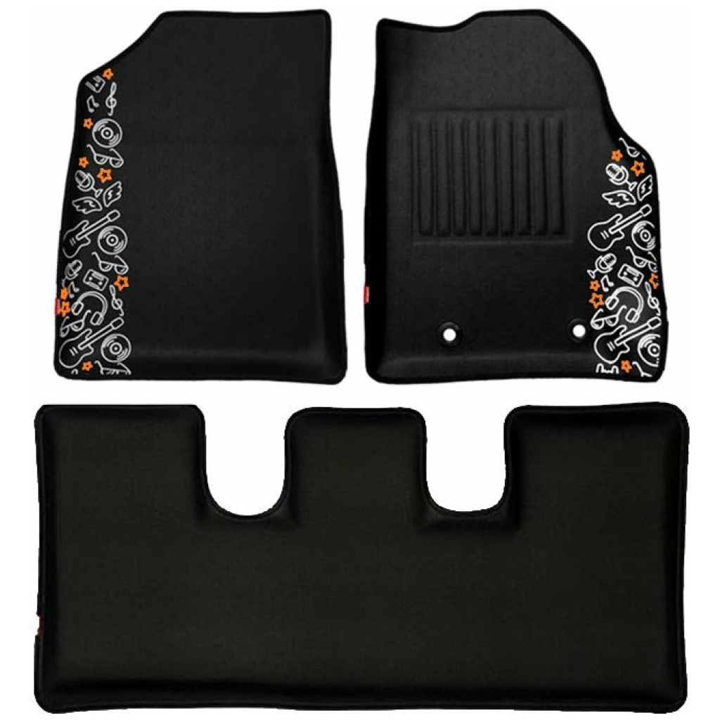 Elegant Musik 3D Car Floor Mat Black Compatible With Mahindra Tuv300