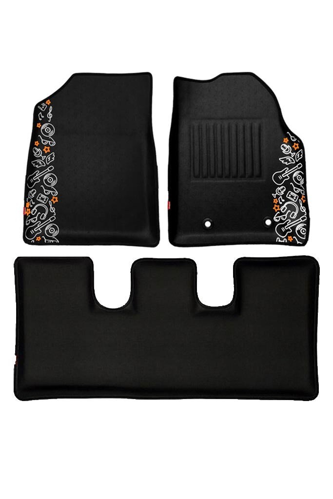 Elegant Musik 3D Car Floor Mat Black Compatible With Mahindra Tuv300