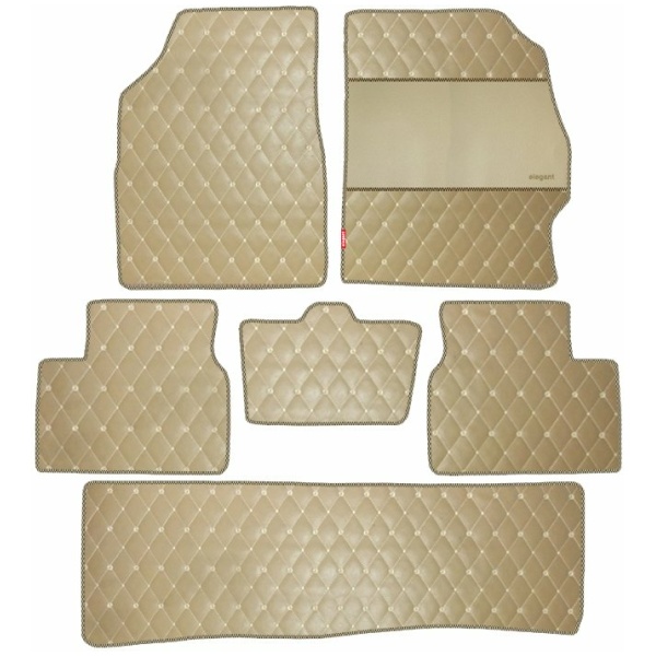 Elegant Luxury Leatherette Car Floor Mat Beige Compatible With Land Rover Discovery 7 Seater