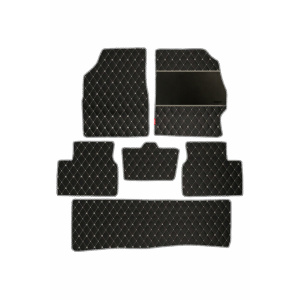 Elegant Luxury Leatherette Car Floor Mat Black and White Compatible With Tata Safari Storme
