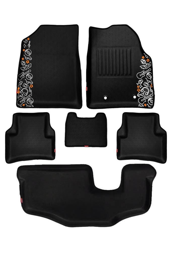 Elegant Musik 3D Car Floor Mat Black Compatible With MG Hector Plus