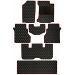 Elegant Luxury Leatherette Car Floor Mat Black and Red Compatible With Maruti Xl6