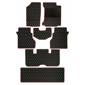 Elegant Luxury Leatherette Car Floor Mat Black and Red Compatible With Honda Mobilio