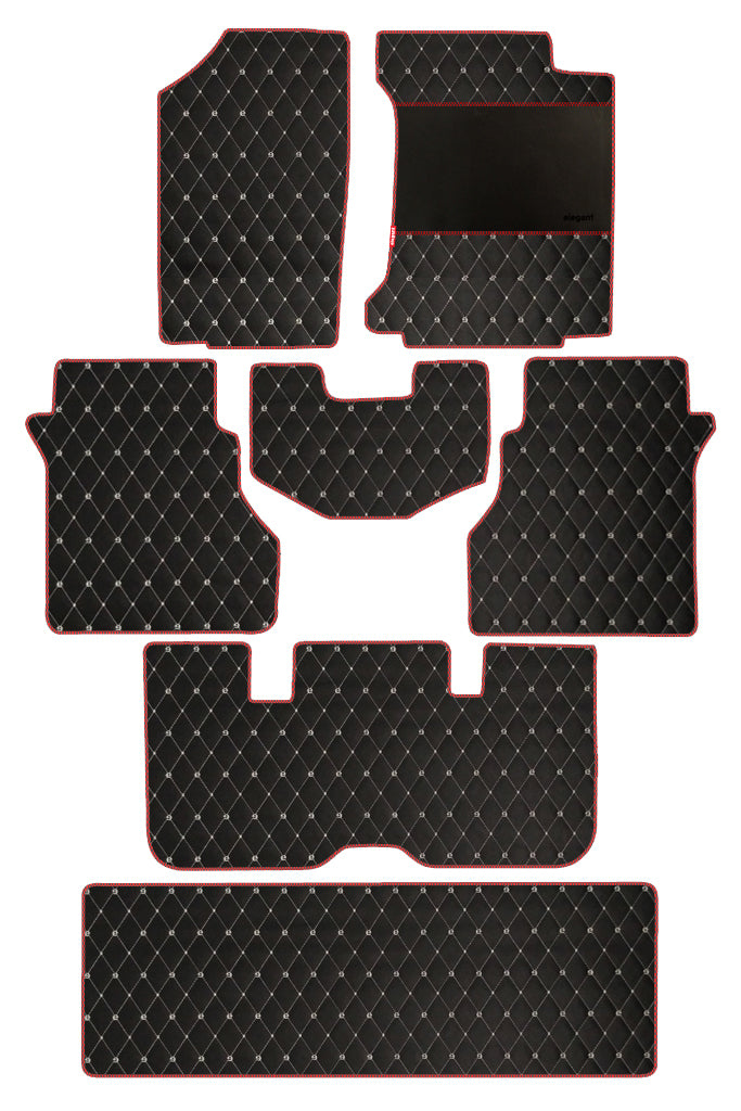 Elegant Luxury Leatherette Car Floor Mat Black and Red Compatible With Tata Safari Dicor