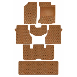 Elegant Luxury Leatherette Car Floor Mat Tan Compatible With Ford Endeavour 2015 Onwards