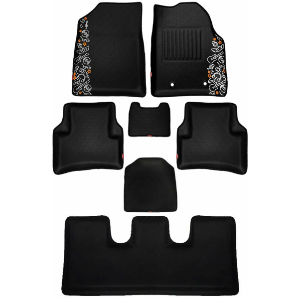 Elegant Musik 3D Car Floor Mat Black Compatible With Tata Hexa