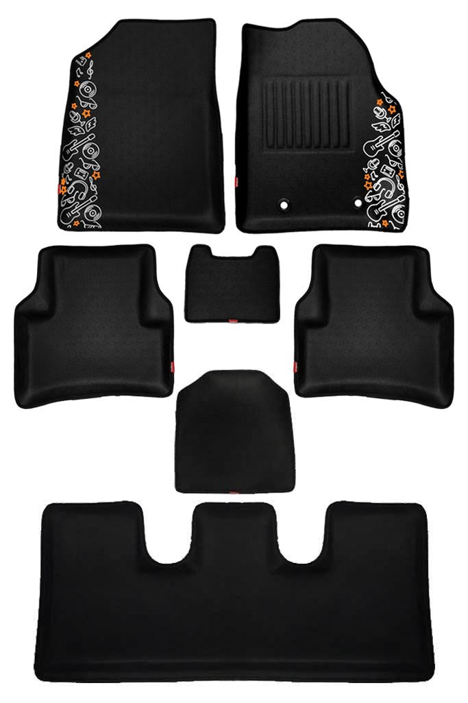 Elegant Musik 3D Car Floor Mat Black Compatible With Tata Hexa