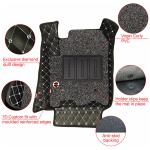 Elegant 7D Car Floor Mat Black and White Compatible With MG Hector Plus
