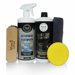 Wavex Leather Care Kit Includes Leather Cleaner 1 Litre + Leather Conditioner 1 Kg + Wavex Premium Horse Hair Brush + Microfiber Cloth 40x40cm + Foam Applicator
