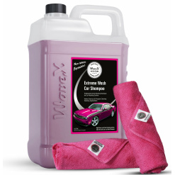 Wavex Car Shampoo Extreme Wash 5 LTR with Two Pcs Microfiber Cloth 40x40cm 340gsm Also Works As Foam Wash Shampoo