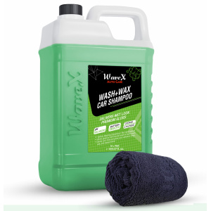 Wavex Wash and Wax Car Shampoo 5 LTR Incudes Microfiber Cloth 40x40cm 350GSM