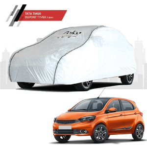 Polco TATA Tiago Car Body Cover with Antenna Cover, Mirror Pockets and 100% Water Repellent (Dupont Tyvek)