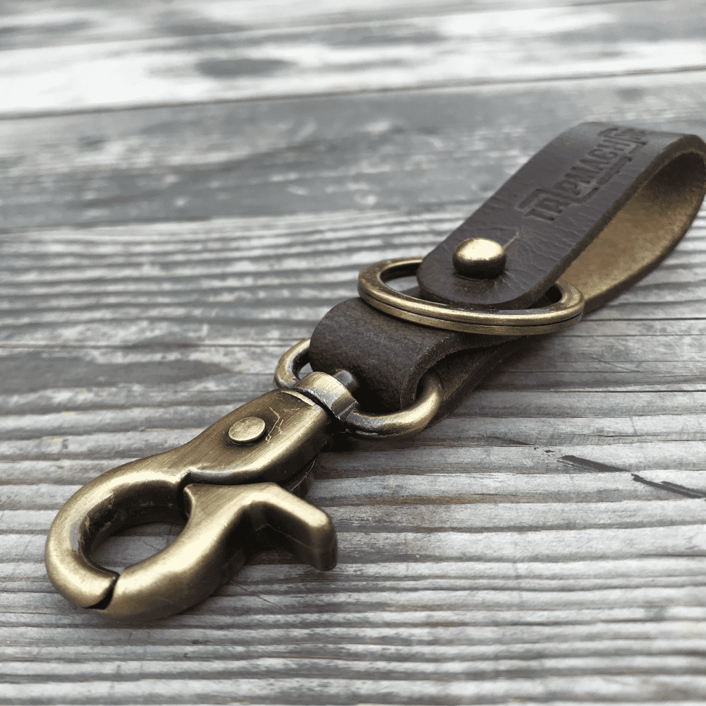 Tobacco Brown With Antique Gold Key Fob