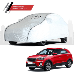 Polco Hyundai Creta Car Body Cover with Antenna Cover, Mirror Pockets and 100% Water Repellent (Dupont Tyvek)