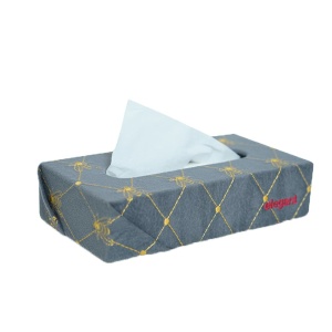 Elegant Fabric Tissue Box Grey Bee Design CU07