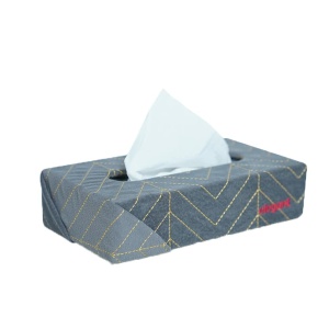 Elegant Fabric Tissue Box Grey Line Design CU09