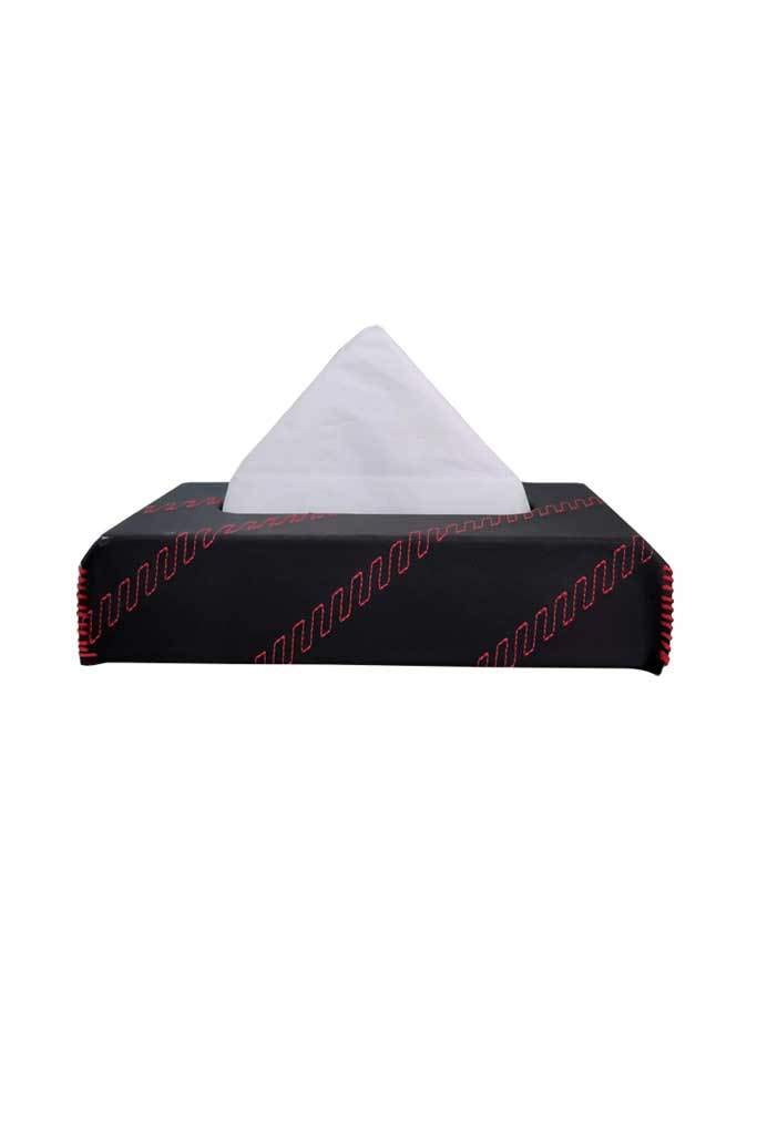 Elegant Nappa Leather Cross 2 Tissue Box Black and RedDashboard Accessories