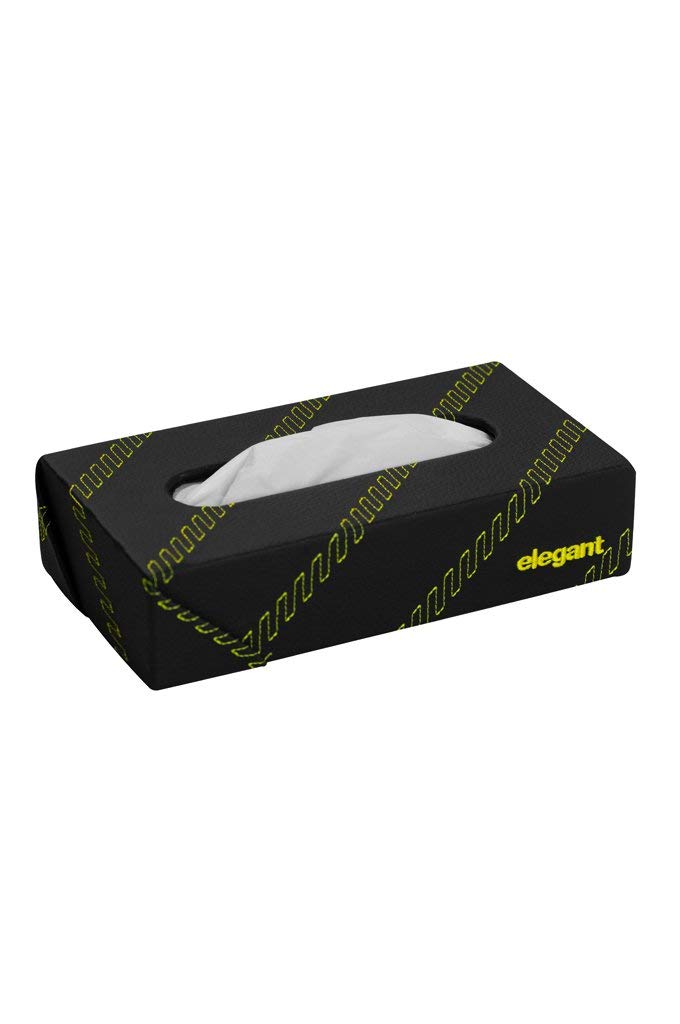 Elegant Nappa Leather Cross 2 Tissue Box Black and YellowDashboard Accessories