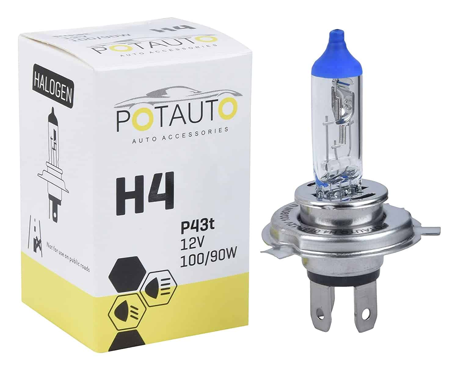Potauto H4 Headlight Bulb P43t 12V 100/90W