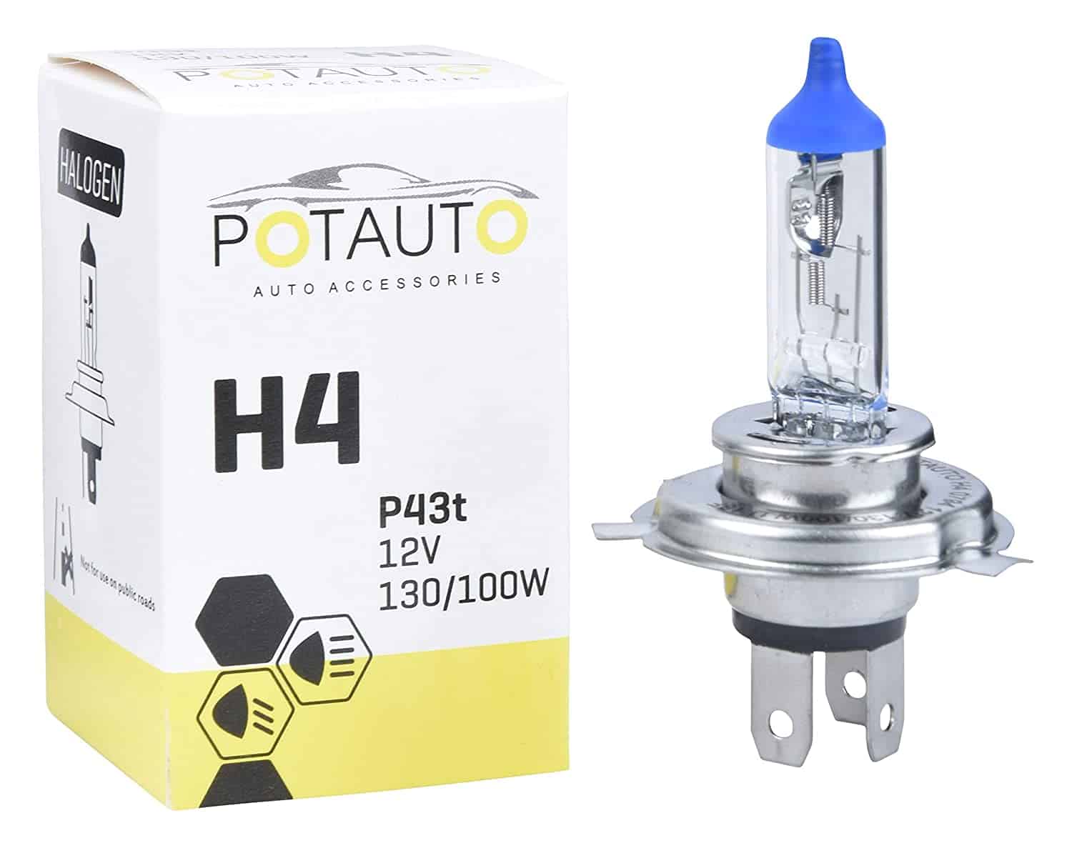 Potauto H4 Headlight Bulb P43t 12V 130/100W