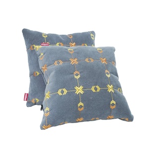 Elegant Comfy Cushion Pillow Grey Square Design Set of 2 CU10