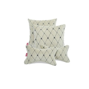 Elegant Car Comfy Pillow And Neck Rest Beige E Set of 4 Design CU01