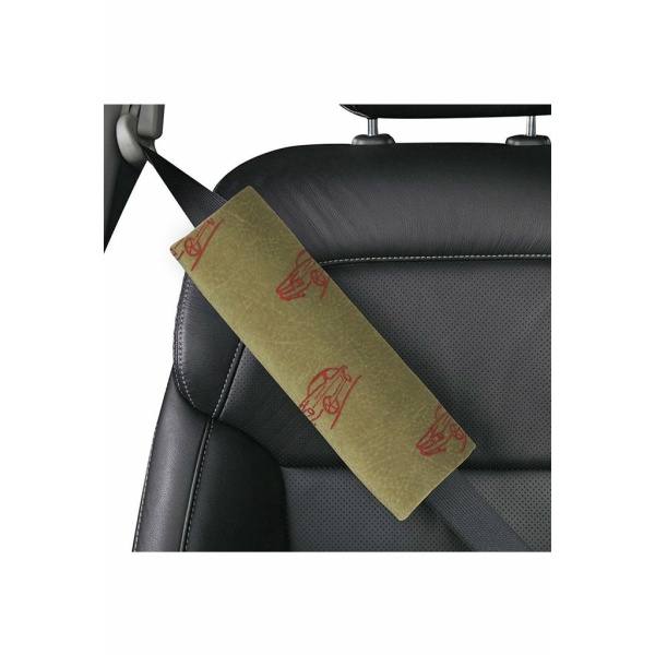 Elegant Fabric Seat Belt Shoulder Pads Beige Car Set of 2