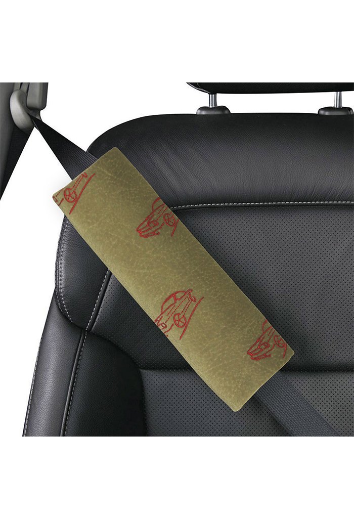 Elegant Fabric Seat Belt Shoulder Pads Beige Car Set of 2